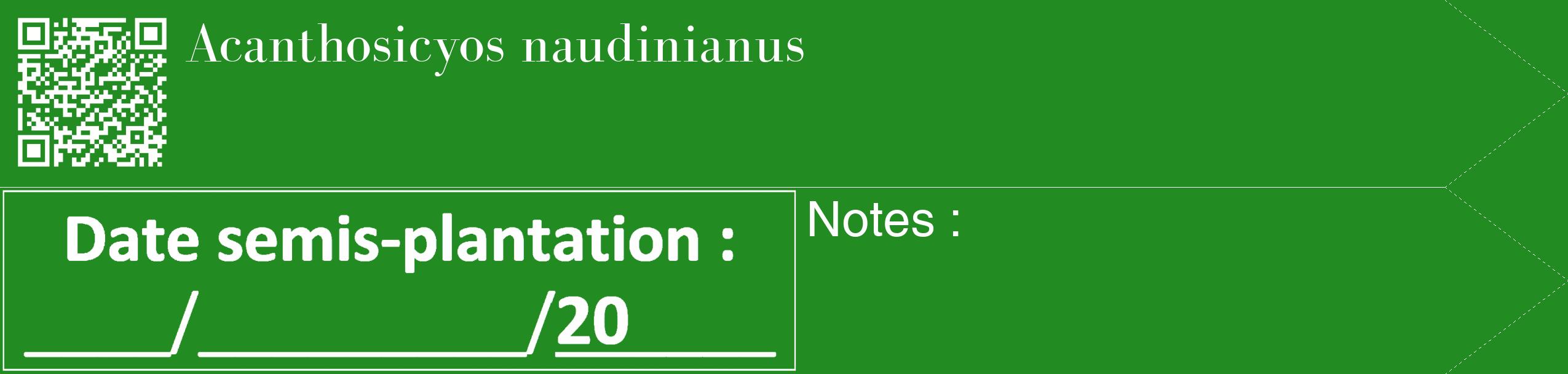 Étiquette de : Acanthosicyos naudinianus - format c - style blanche10_simple_simplebod avec qrcode et comestibilité
