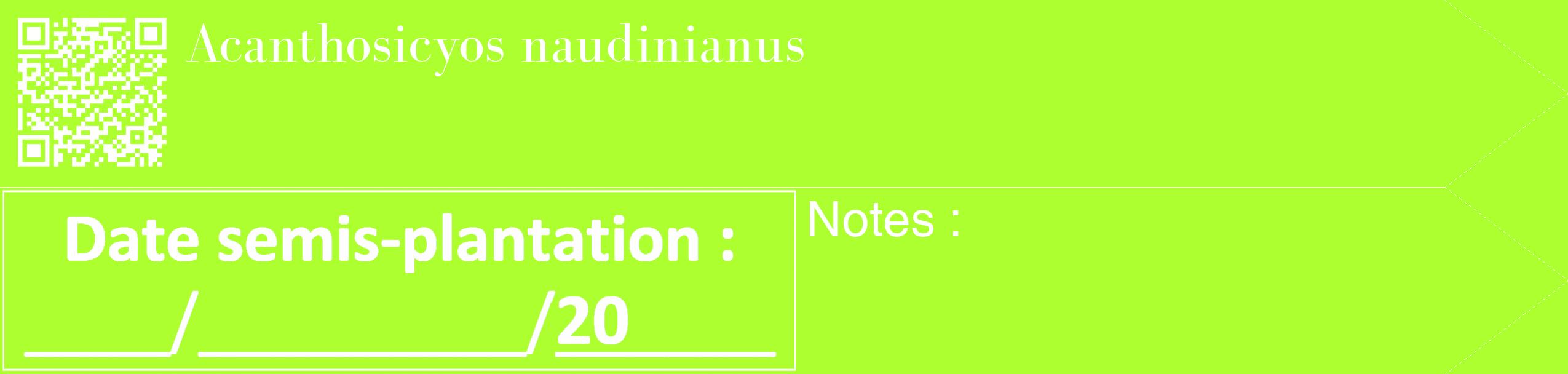 Étiquette de : Acanthosicyos naudinianus - format c - style blanche17_simple_simplebod avec qrcode et comestibilité