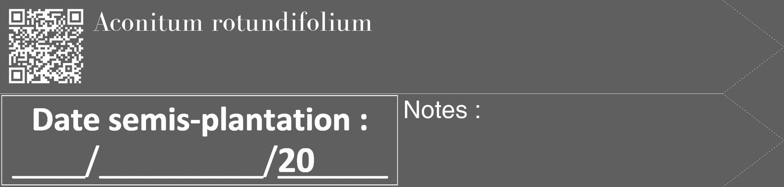 Étiquette de : Aconitum rotundifolium - format c - style blanche10_simple_simplebod avec qrcode et comestibilité