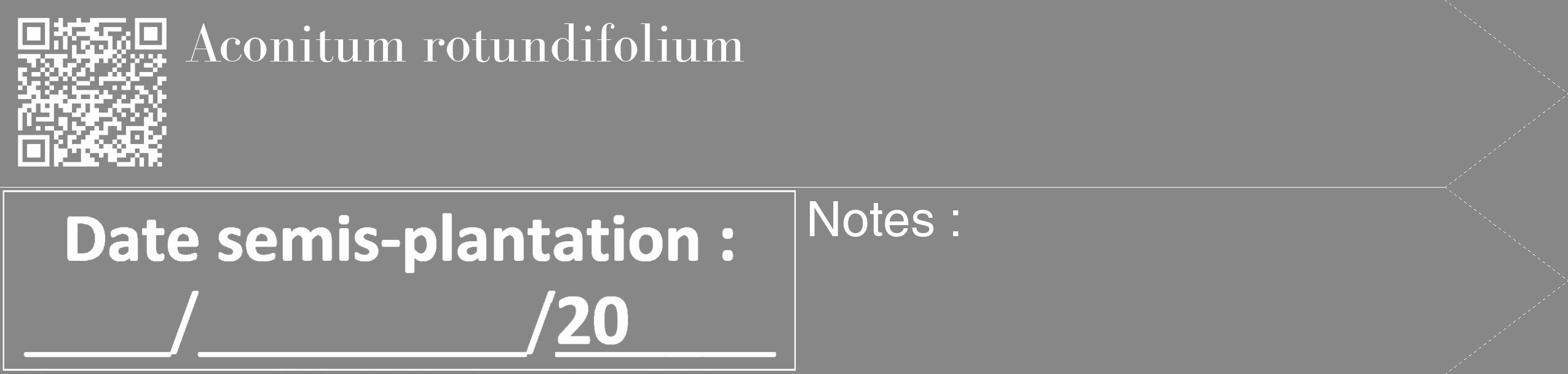 Étiquette de : Aconitum rotundifolium - format c - style blanche12_simple_simplebod avec qrcode et comestibilité