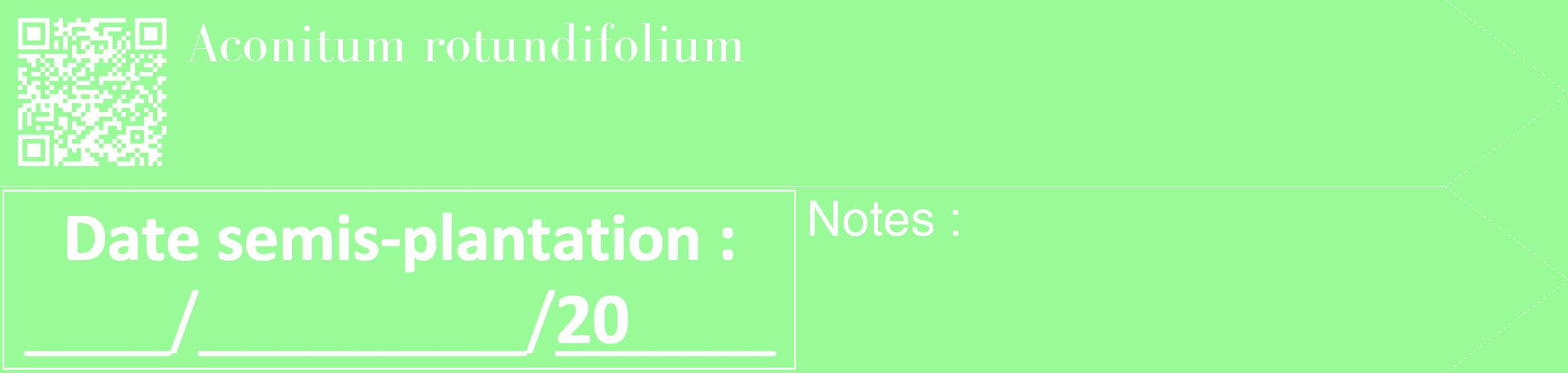 Étiquette de : Aconitum rotundifolium - format c - style blanche14_simple_simplebod avec qrcode et comestibilité