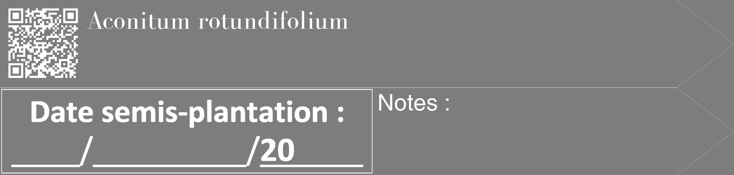 Étiquette de : Aconitum rotundifolium - format c - style blanche35_simple_simplebod avec qrcode et comestibilité