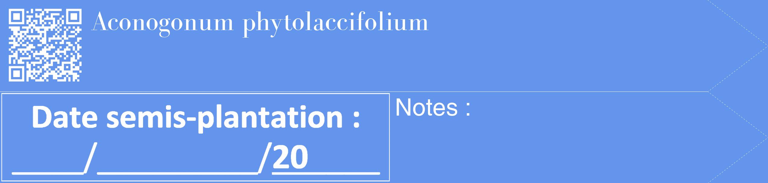 Étiquette de : Aconogonum phytolaccifolium - format c - style blanche4_simple_simplebod avec qrcode et comestibilité