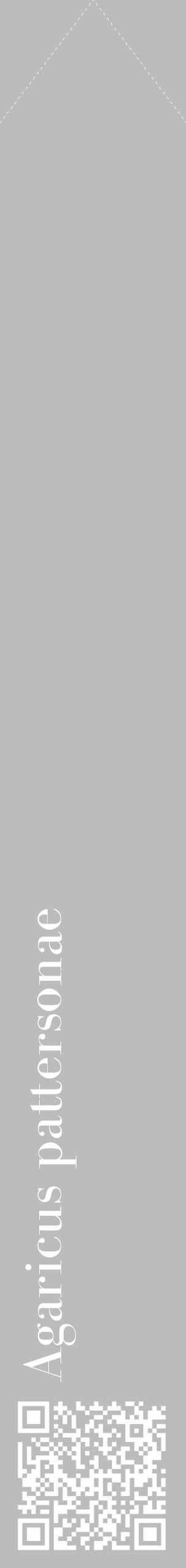 Étiquette de : Agaricus pattersonae - format c - style blanche1_simple_simplebod avec qrcode et comestibilité - position verticale