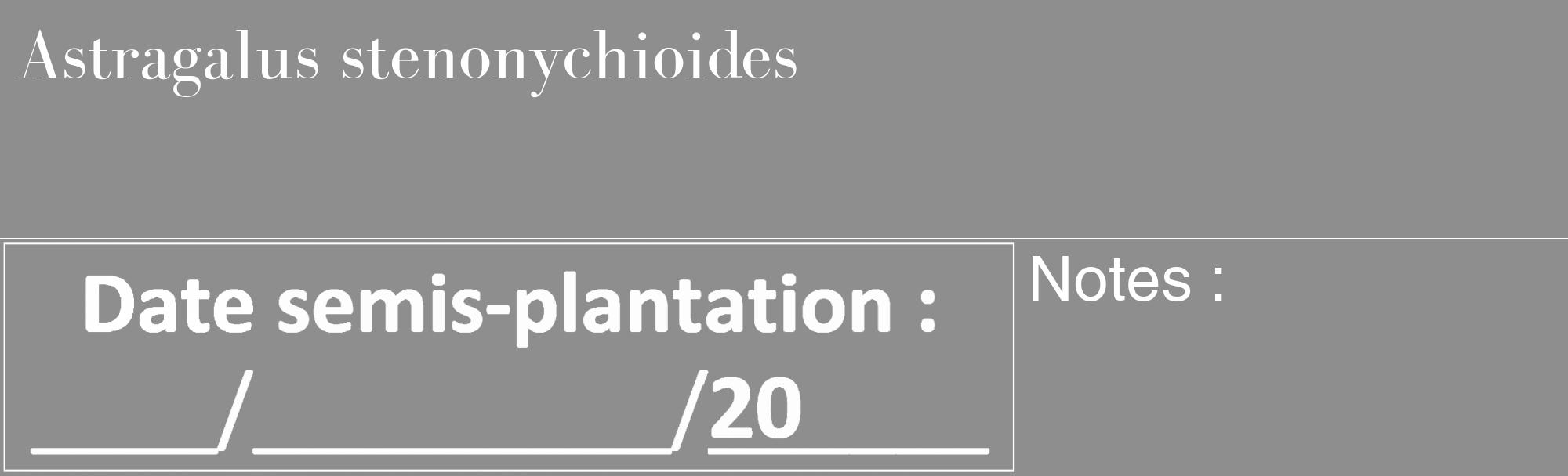 Étiquette de : Astragalus stenonychioides - format c - style blanche25_basique_basiquebod avec comestibilité