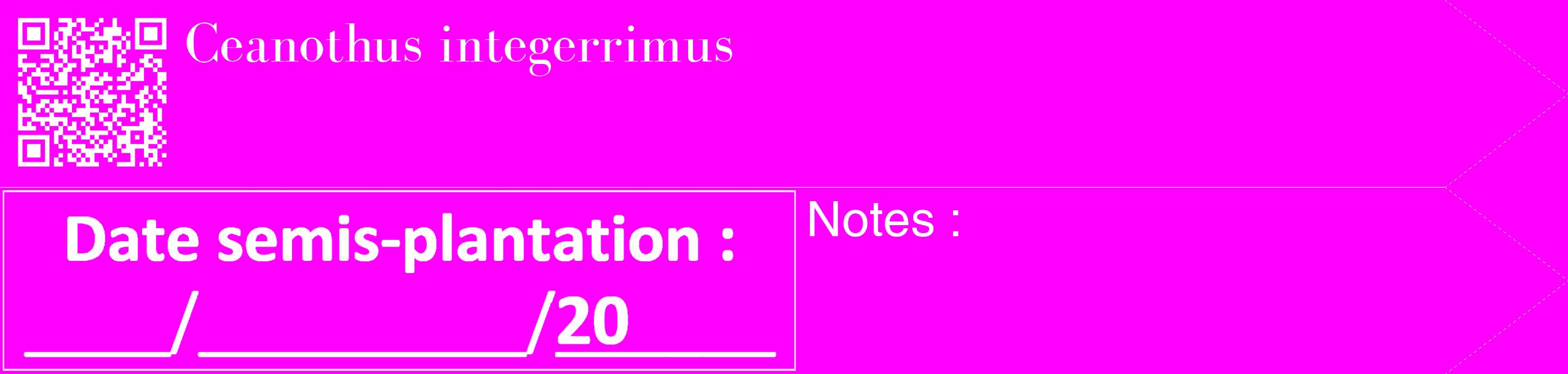 Étiquette de : Ceanothus integerrimus - format c - style blanche51_simple_simplebod avec qrcode et comestibilité