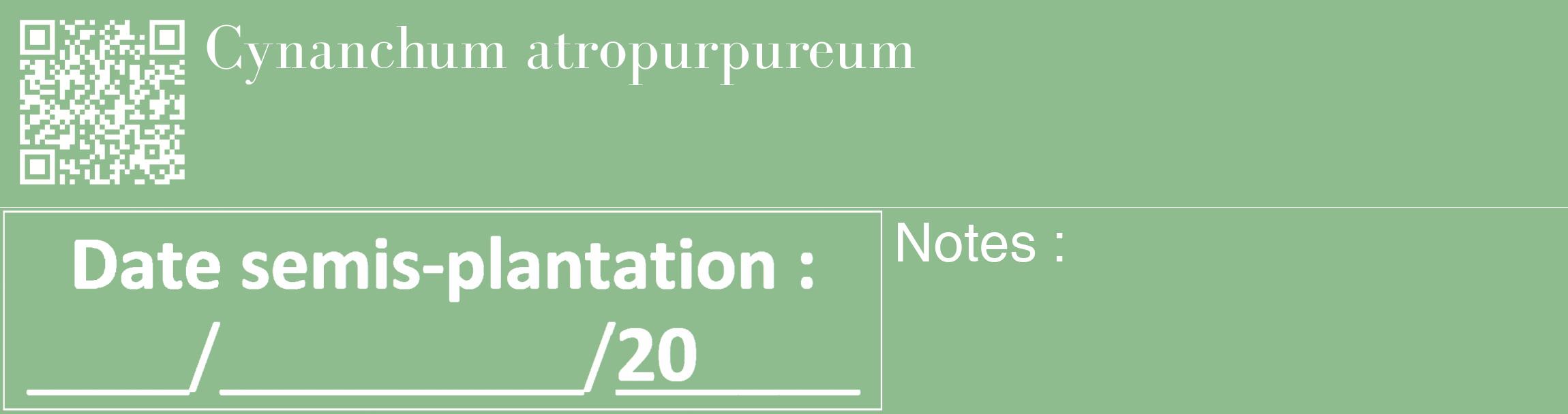 Étiquette de : Cynanchum atropurpureum - format c - style blanche13_basique_basiquebod avec qrcode et comestibilité
