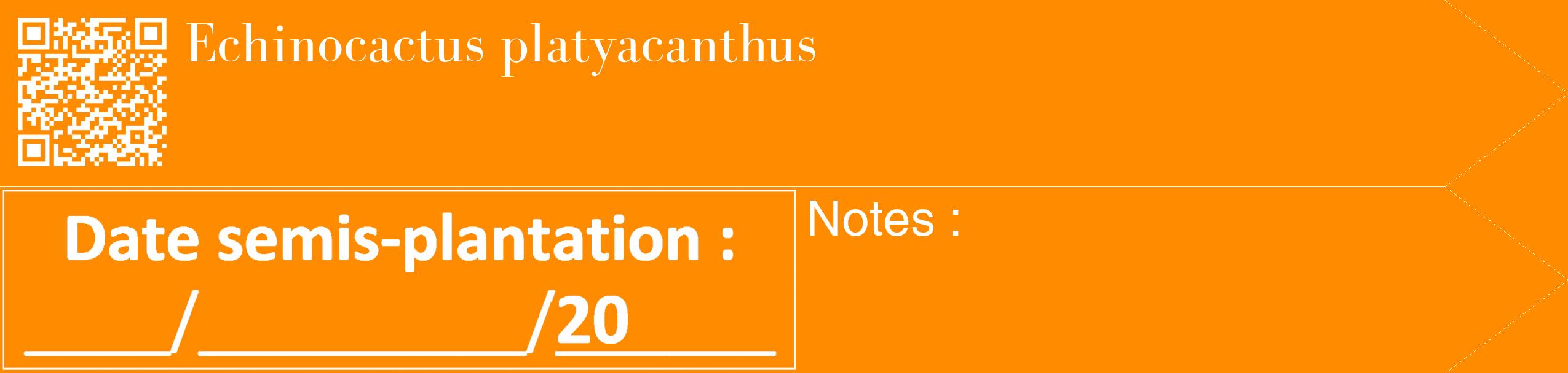 Étiquette de : Echinocactus platyacanthus - format c - style blanche23_simple_simplebod avec qrcode et comestibilité