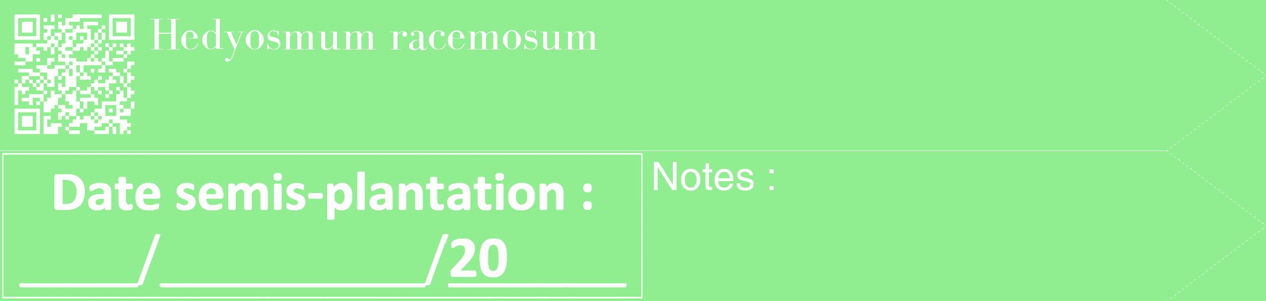 Étiquette de : Hedyosmum racemosum - format c - style blanche15_simple_simplebod avec qrcode et comestibilité