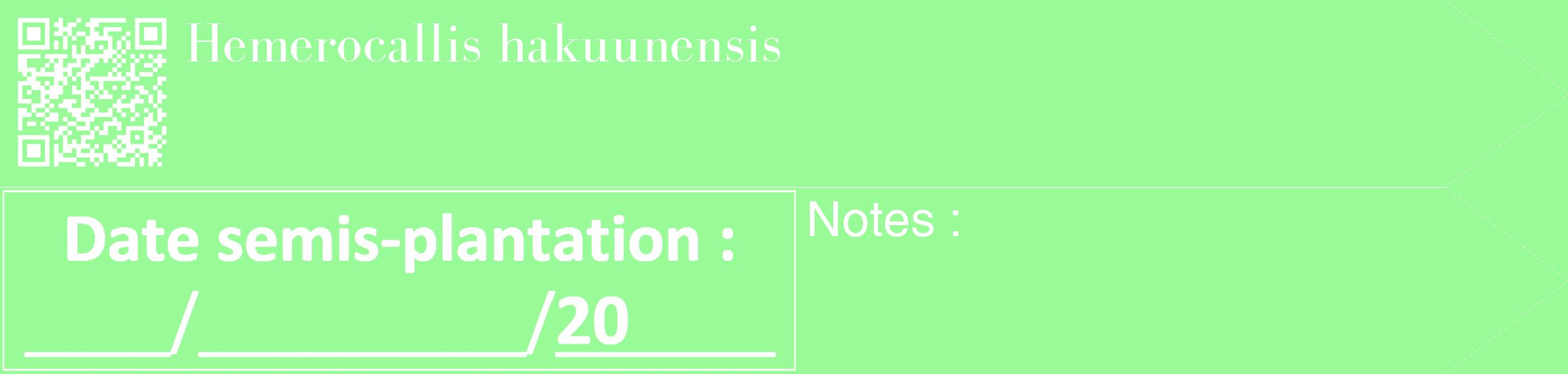 Étiquette de : Hemerocallis hakuunensis - format c - style blanche14_simple_simplebod avec qrcode et comestibilité