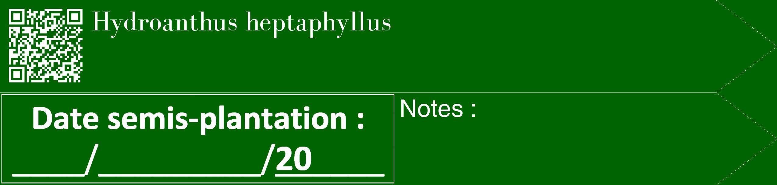 Étiquette de : Hydroanthus heptaphyllus - format c - style blanche8_simple_simplebod avec qrcode et comestibilité