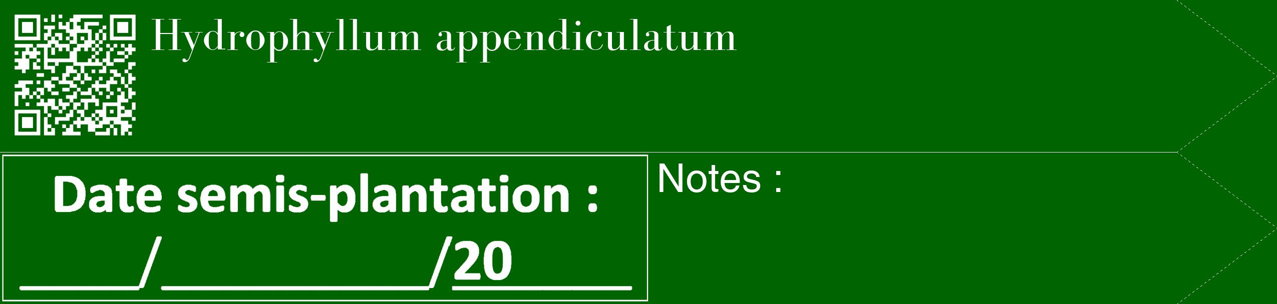 Étiquette de : Hydrophyllum appendiculatum - format c - style blanche8_simple_simplebod avec qrcode et comestibilité