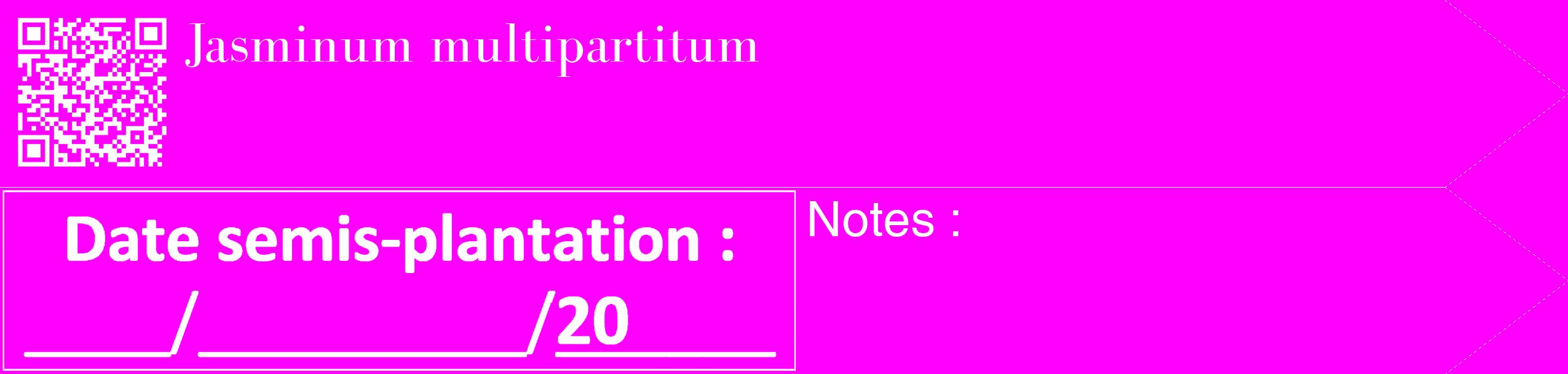 Étiquette de : Jasminum multipartitum - format c - style blanche51_simple_simplebod avec qrcode et comestibilité