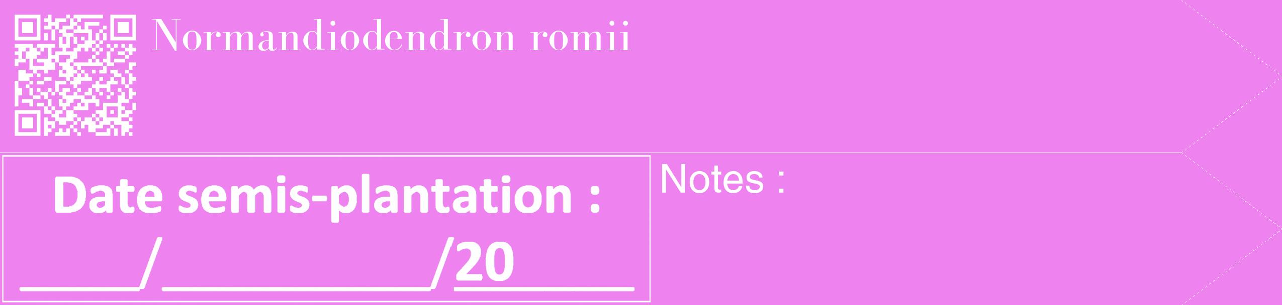 Étiquette de : Normandiodendron romii - format c - style blanche53_simple_simplebod avec qrcode et comestibilité