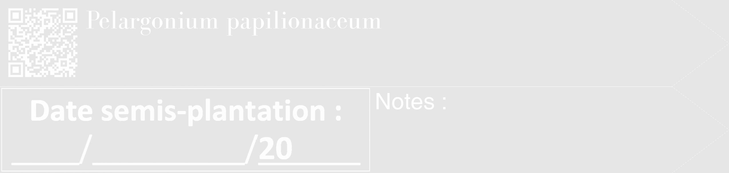 Étiquette de : Pelargonium papilionaceum - format c - style blanche18_simple_simplebod avec qrcode et comestibilité