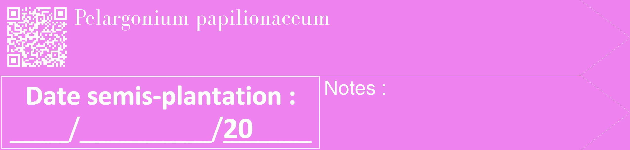 Étiquette de : Pelargonium papilionaceum - format c - style blanche53_simple_simplebod avec qrcode et comestibilité