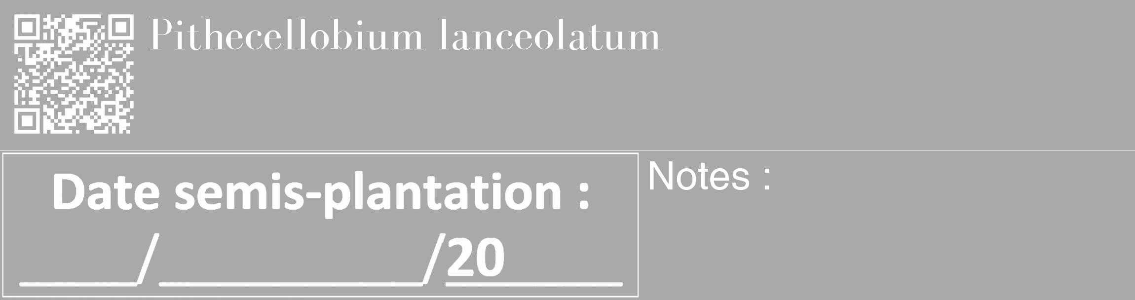 Étiquette de : Pithecellobium lanceolatum - format c - style blanche13_basique_basiquebod avec qrcode et comestibilité