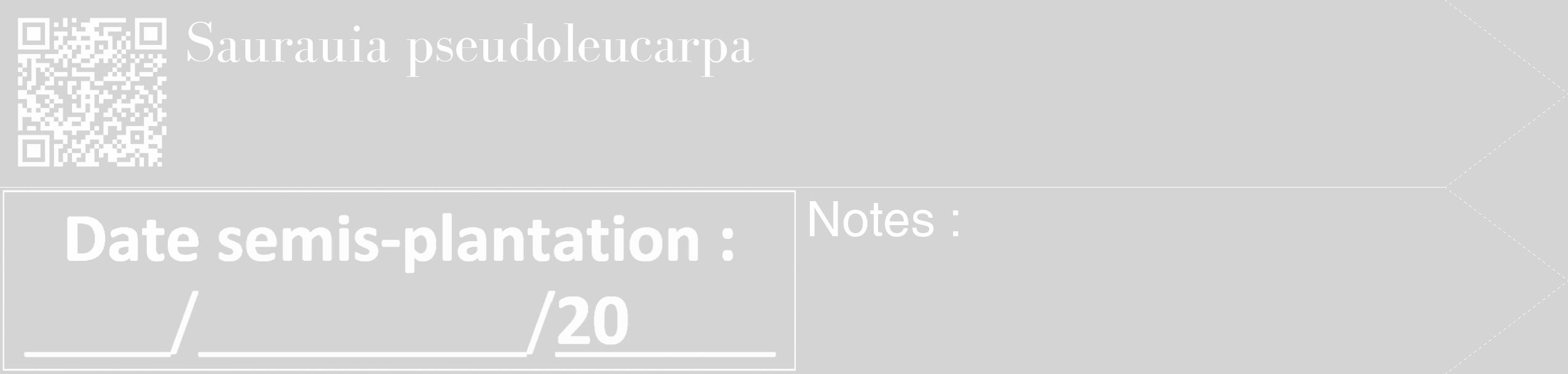 Étiquette de : Saurauia pseudoleucarpa - format c - style blanche40_simple_simplebod avec qrcode et comestibilité