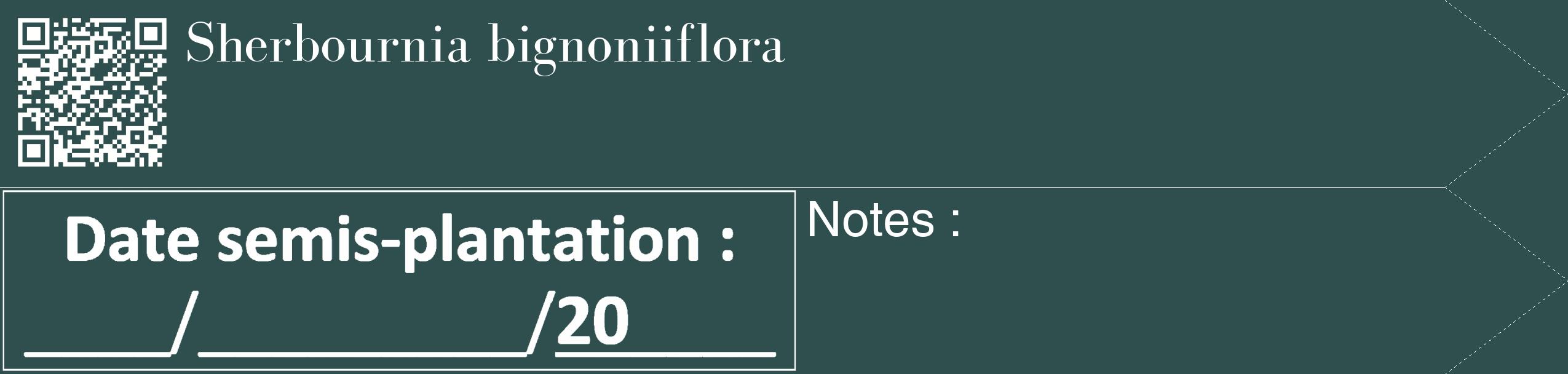Étiquette de : Sherbournia bignoniiflora - format c - style blanche58_simple_simplebod avec qrcode et comestibilité