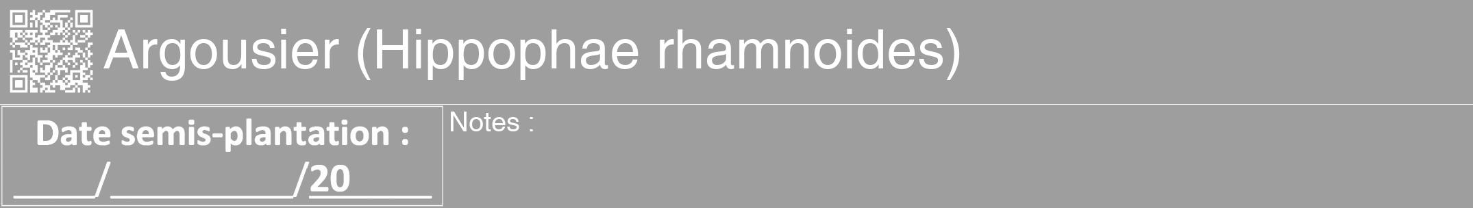 Étiquette de : Hippophae rhamnoides - format a - style blanche23hel avec qrcode et comestibilité