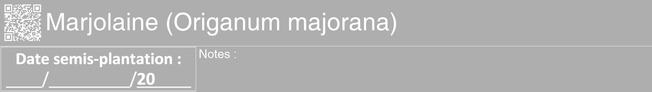 Étiquette de : Origanum majorana - format a - style blanche53hel avec qrcode et comestibilité