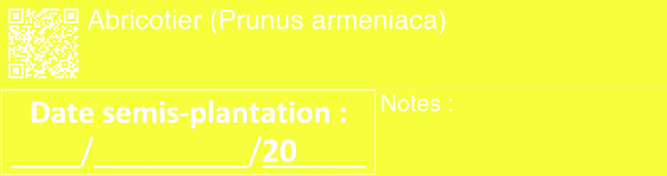 Étiquette de : Prunus armeniaca - format c - style blanche18_basique_basiquehel avec qrcode et comestibilité