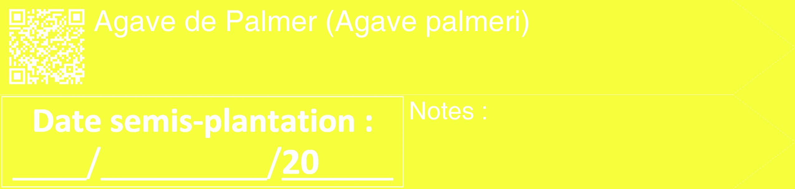 Étiquette de : Agave palmeri - format c - style blanche18_simple_simplehel avec qrcode et comestibilité