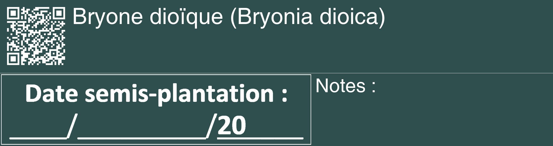 Étiquette de : Bryonia dioica - format c - style blanche58_basique_basiquehel avec qrcode et comestibilité