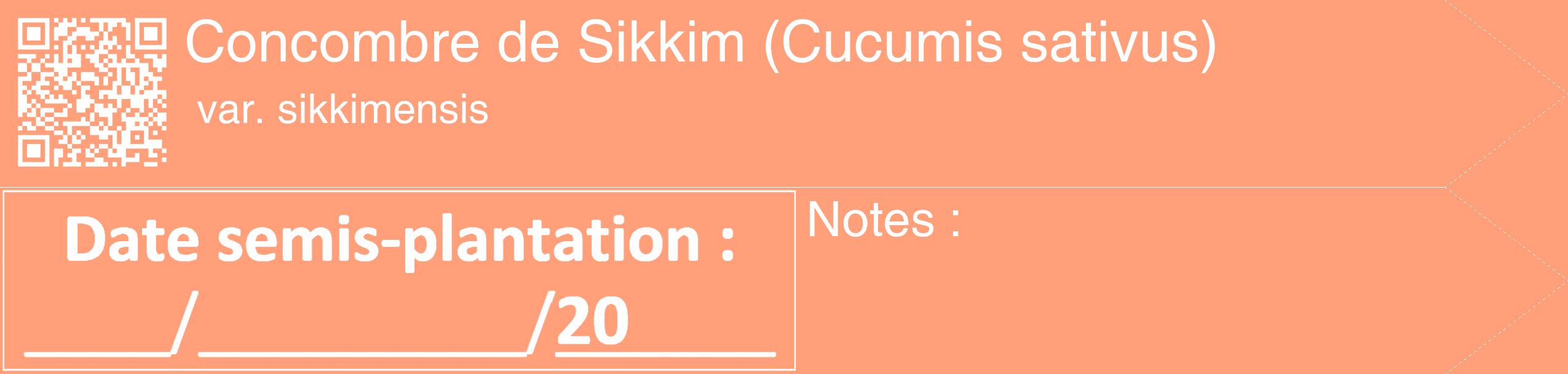Étiquette de : Cucumis sativus var. sikkimensis - format c - style blanche39_simple_simplehel avec qrcode et comestibilité