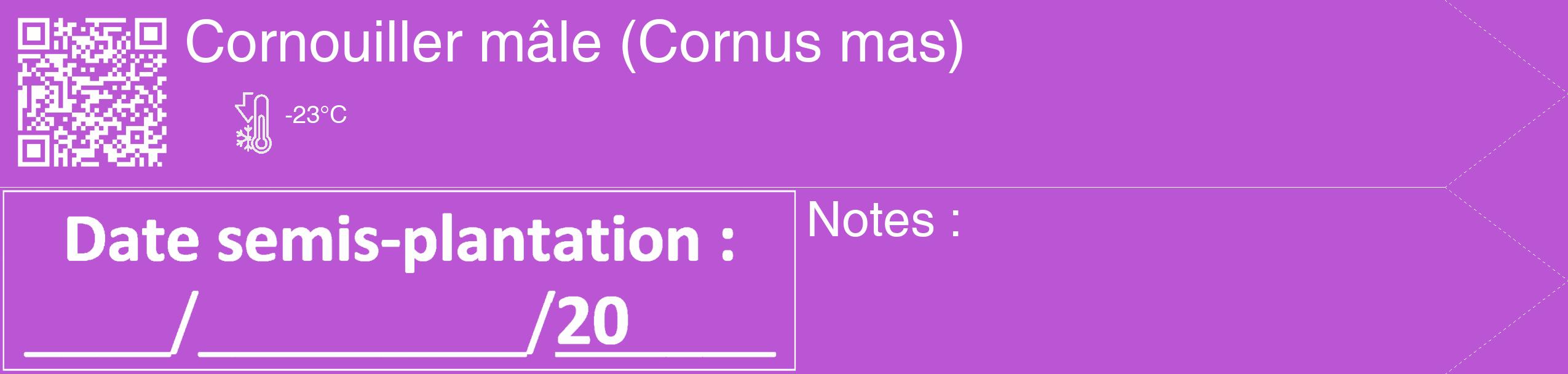 Étiquette de : Cornus mas - format c - style blanche50_simple_simplehel avec qrcode et comestibilité