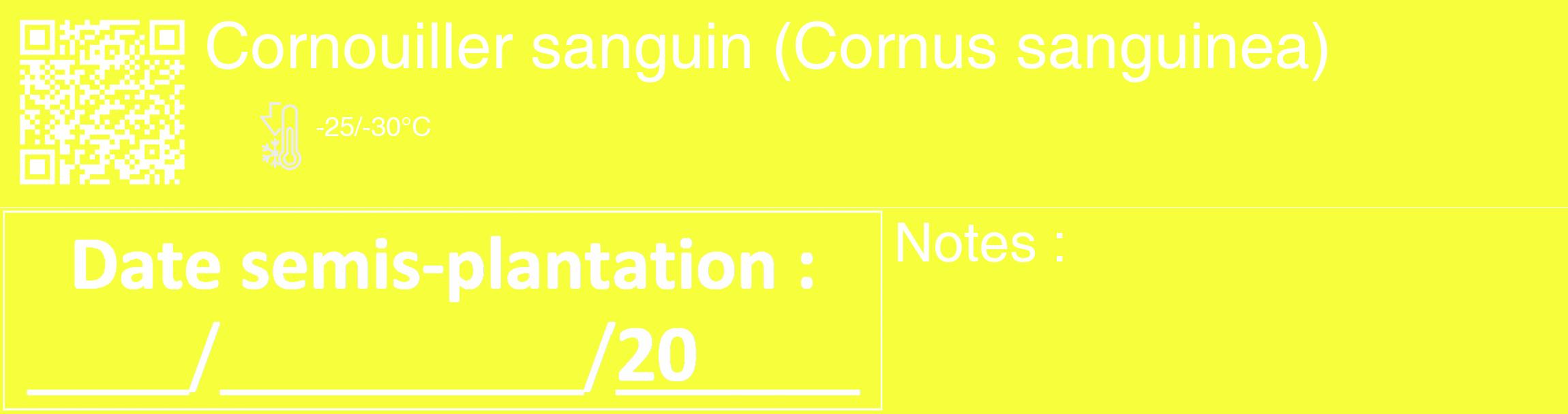 Étiquette de : Cornus sanguinea - format c - style blanche18_basique_basiquehel avec qrcode et comestibilité