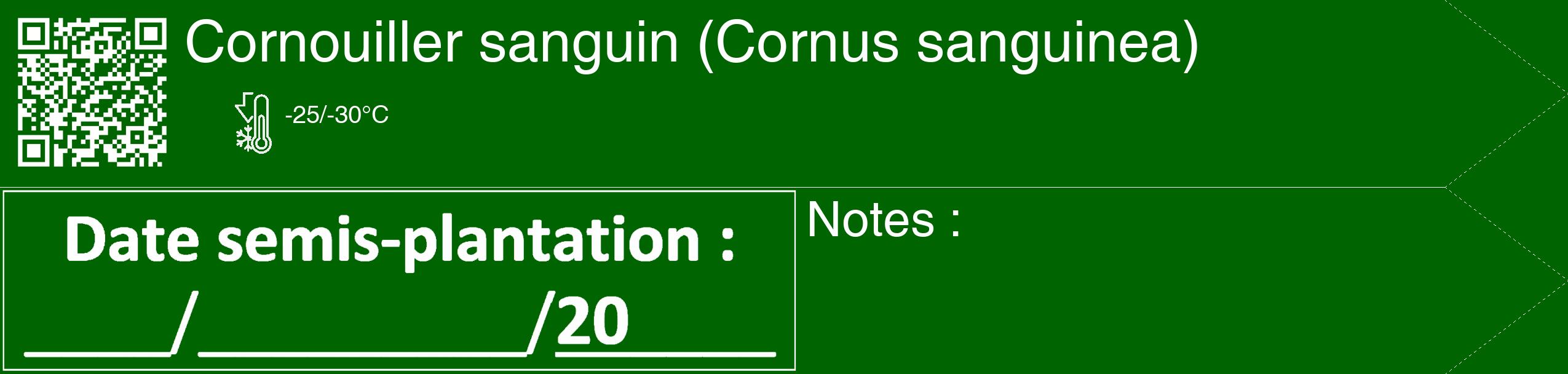 Étiquette de : Cornus sanguinea - format c - style blanche8_simple_simplehel avec qrcode et comestibilité