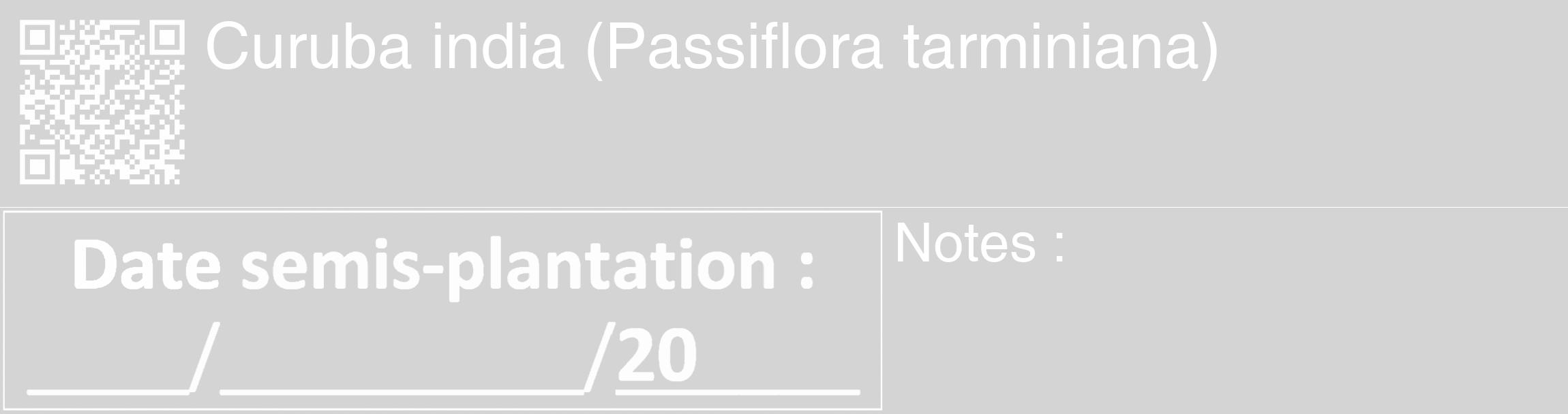 Étiquette de : Passiflora tarminiana - format c - style blanche40_basique_basiquehel avec qrcode et comestibilité