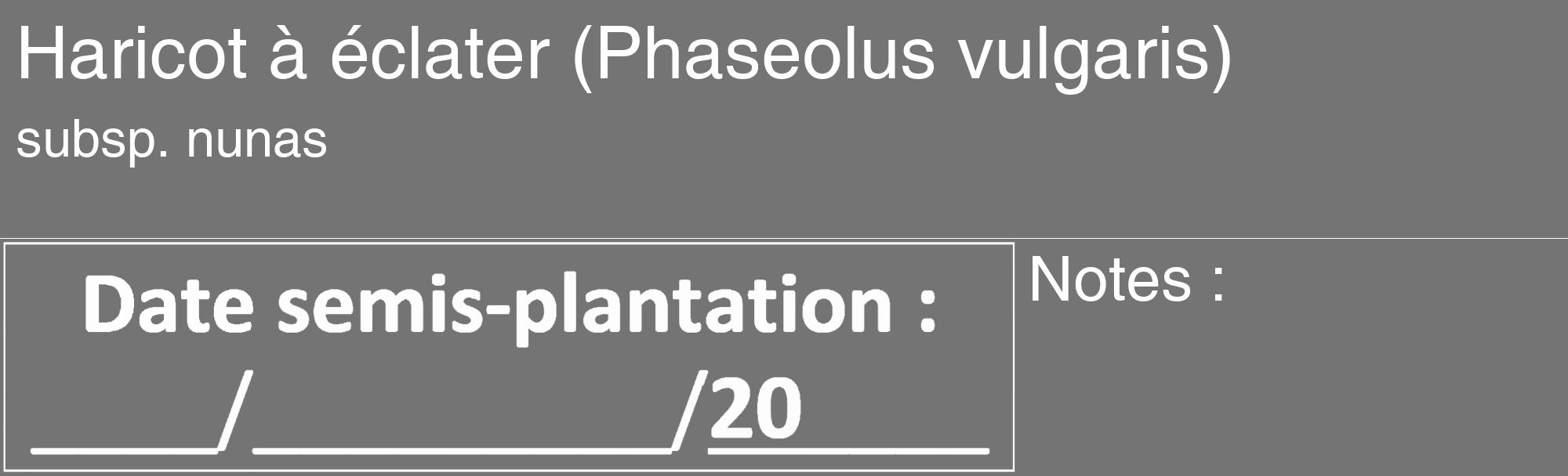 Étiquette de : Phaseolus vulgaris subsp. nunas - format c - style blanche26_basique_basiquehel avec comestibilité