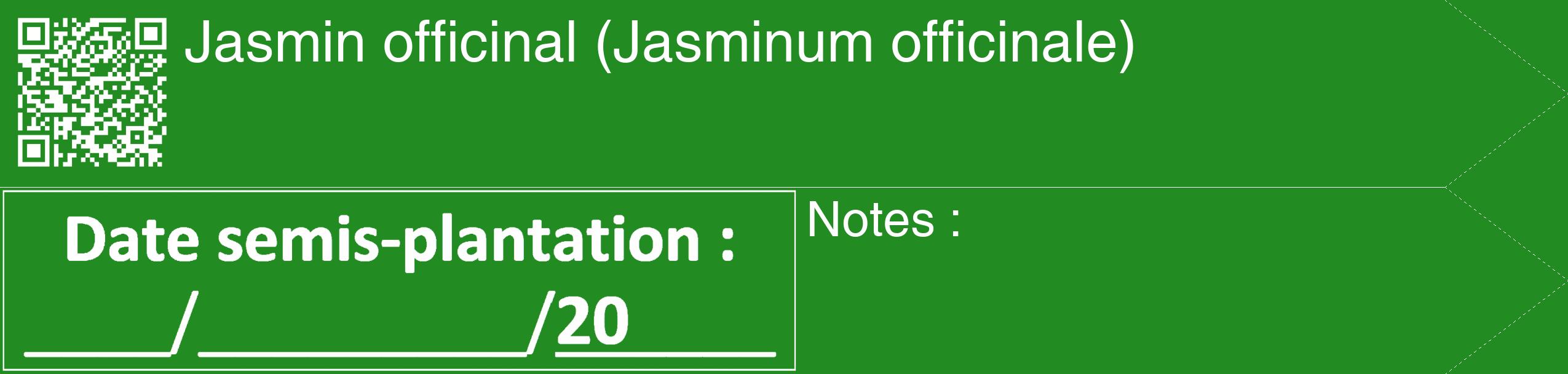 Étiquette de : Jasminum officinale - format c - style blanche10_simple_simplehel avec qrcode et comestibilité