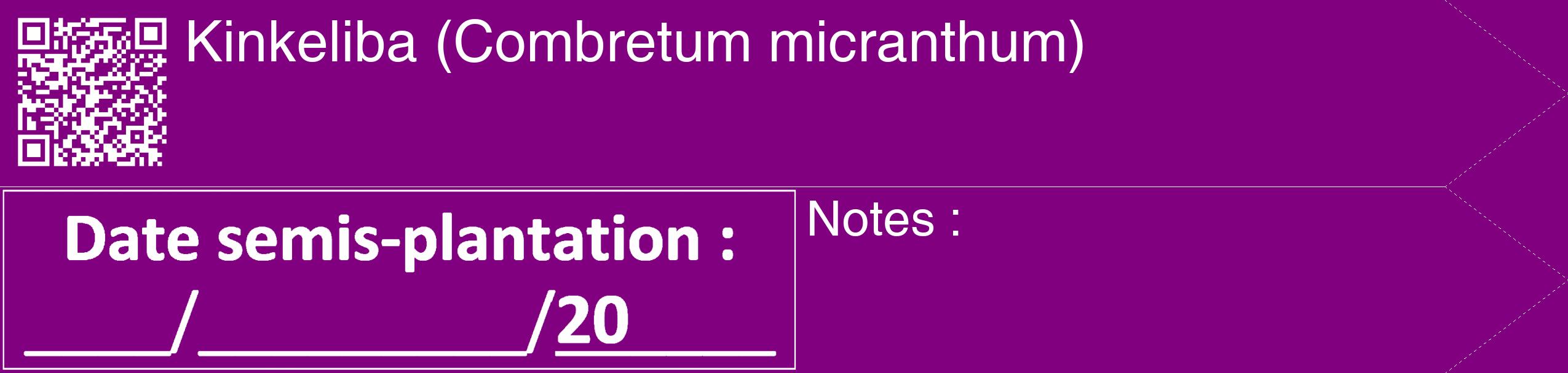 Étiquette de : Combretum micranthum - format c - style blanche46_simple_simplehel avec qrcode et comestibilité