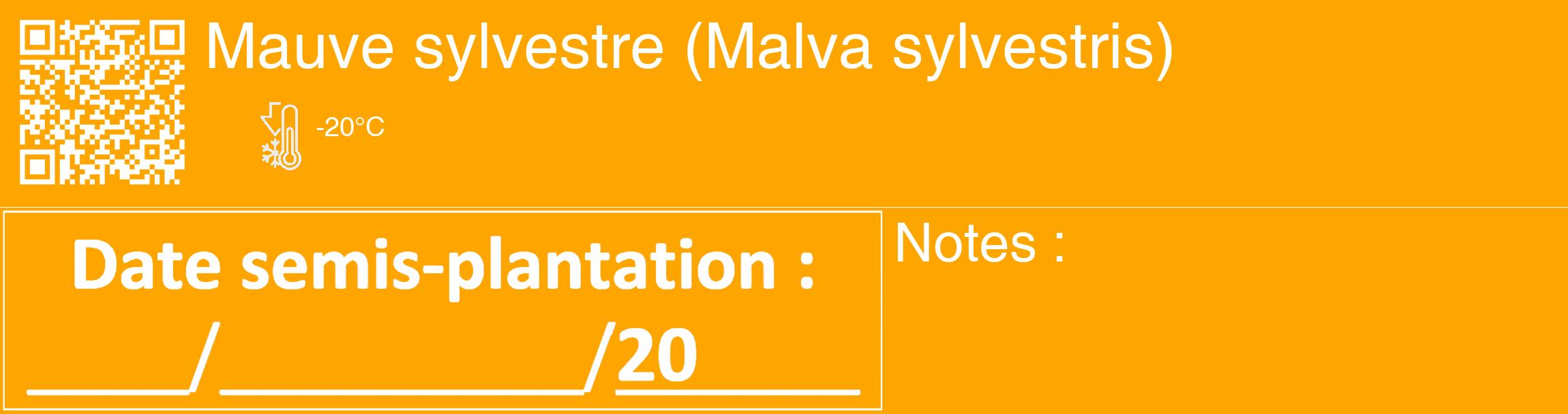 Étiquette de : Malva sylvestris - format c - style blanche22_basique_basiquehel avec qrcode et comestibilité