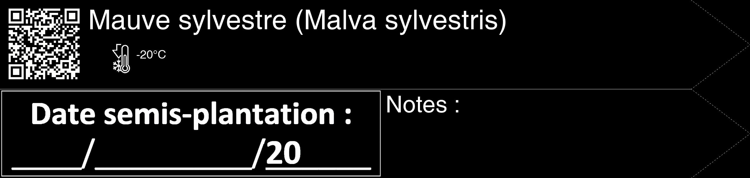 Étiquette de : Malva sylvestris - format c - style blanche59_simple_simplehel avec qrcode et comestibilité