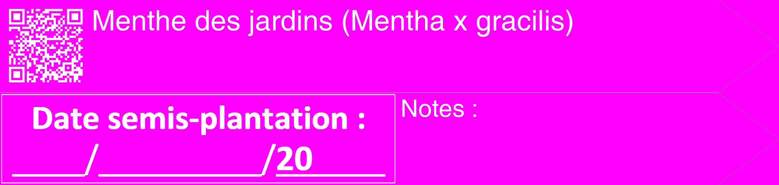 Étiquette de : Mentha x gracilis - format c - style blanche51_simple_simplehel avec qrcode et comestibilité
