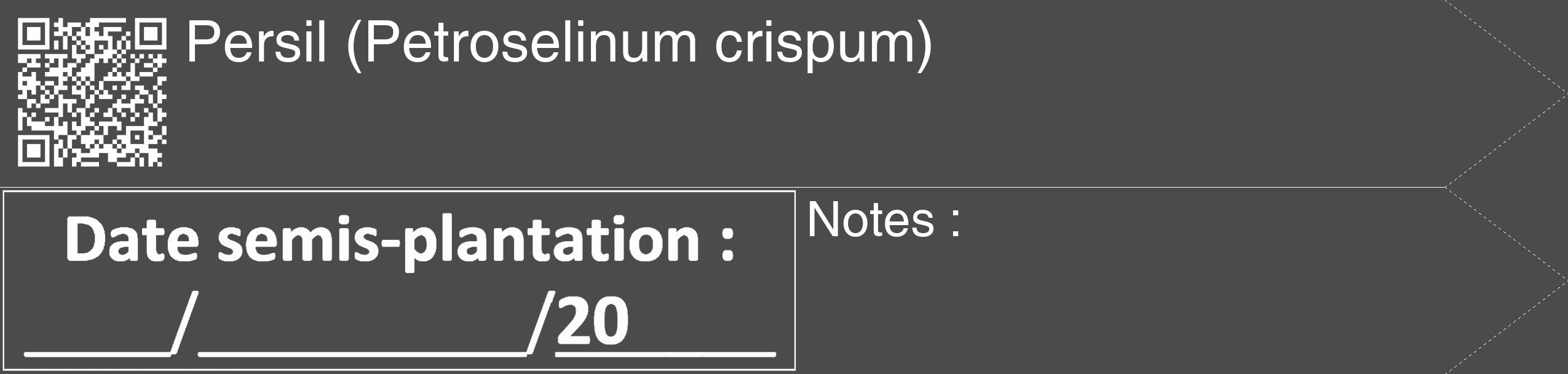 Étiquette de : Petroselinum crispum - format c - style blanche9_simple_simplehel avec qrcode et comestibilité
