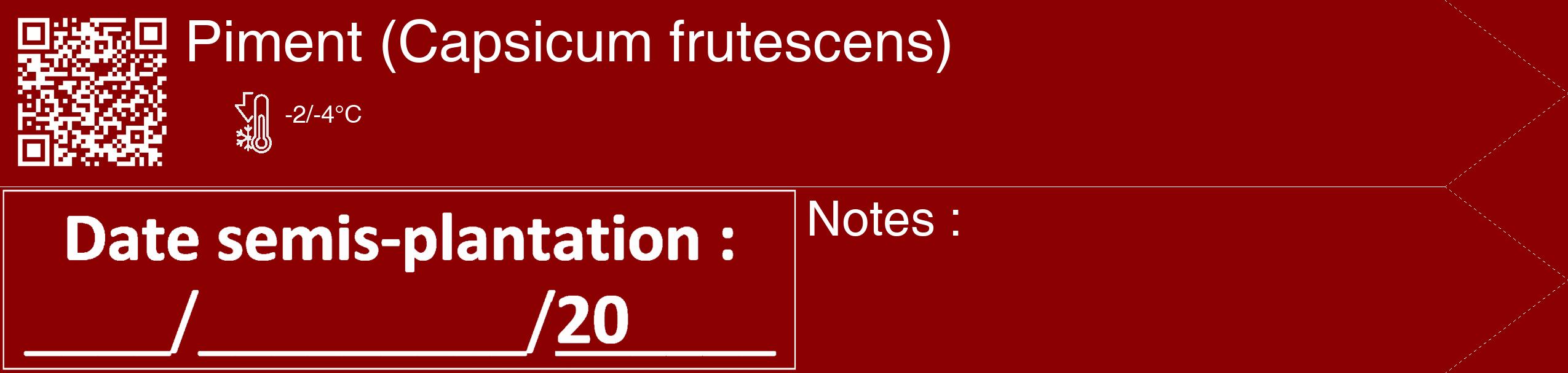 Étiquette de : Capsicum frutescens - format c - style blanche34_simple_simplehel avec qrcode et comestibilité