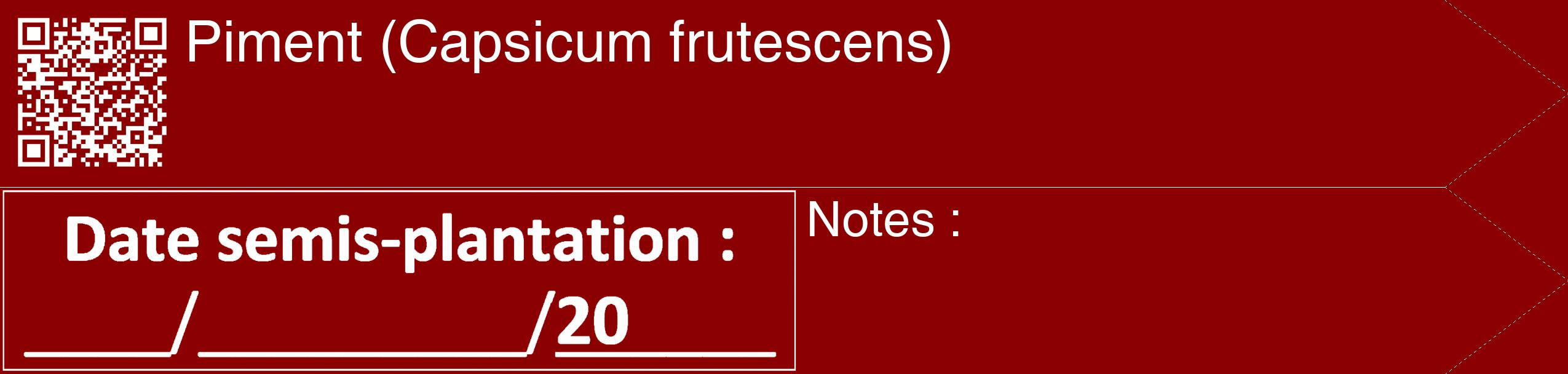 Étiquette de : Capsicum frutescens - format c - style blanche34_simple_simplehel avec qrcode et comestibilité