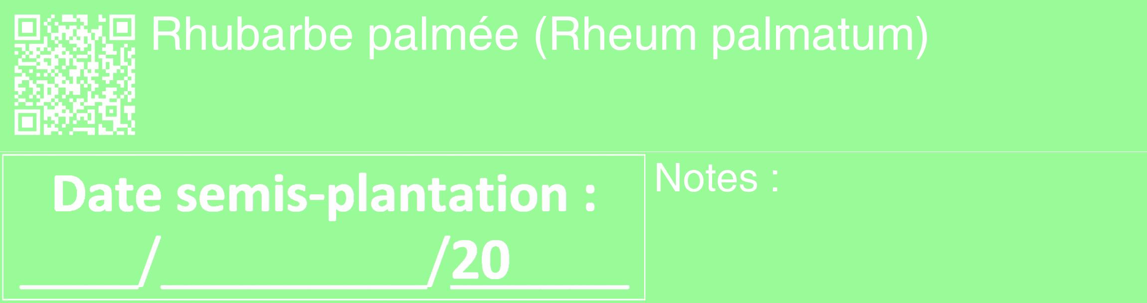 Étiquette de : Rheum palmatum - format c - style blanche14_basique_basiquehel avec qrcode et comestibilité