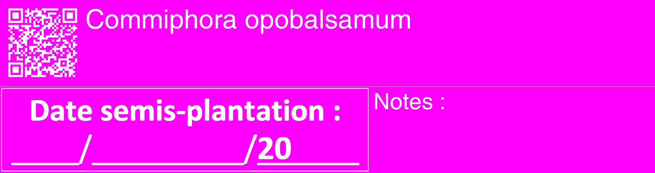 Étiquette de : Commiphora opobalsamum - format c - style blanche51_basique_basiquehel avec qrcode et comestibilité