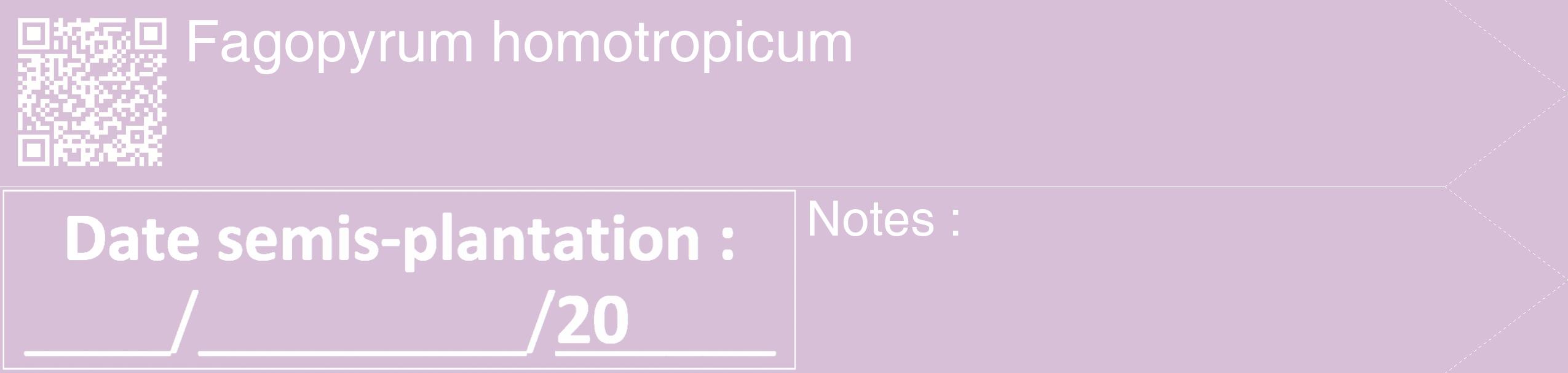 Étiquette de : Fagopyrum homotropicum - format c - style blanche54_simple_simplehel avec qrcode et comestibilité