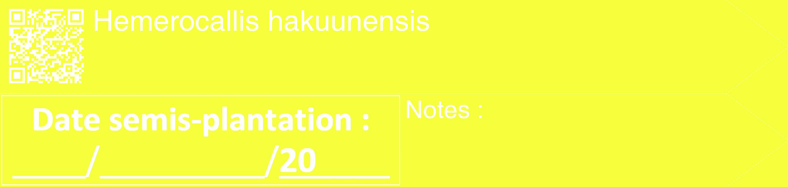 Étiquette de : Hemerocallis hakuunensis - format c - style blanche18_simple_simplehel avec qrcode et comestibilité