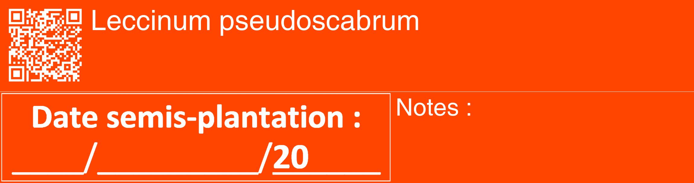 Étiquette de : Leccinum pseudoscabrum - format c - style blanche26_basique_basiquehel avec qrcode et comestibilité