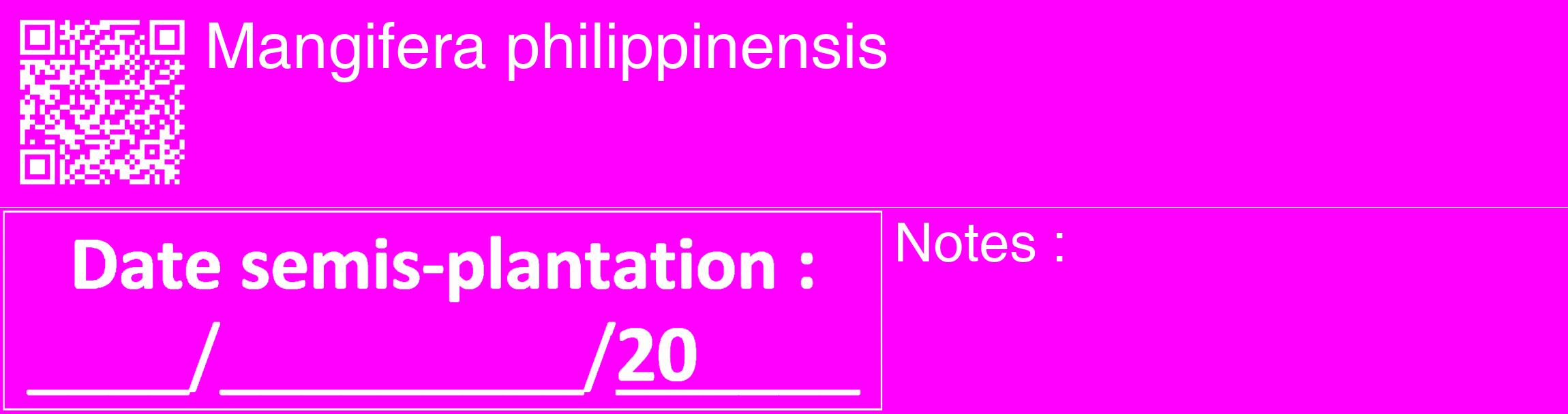 Étiquette de : Mangifera philippinensis - format c - style blanche51_basique_basiquehel avec qrcode et comestibilité