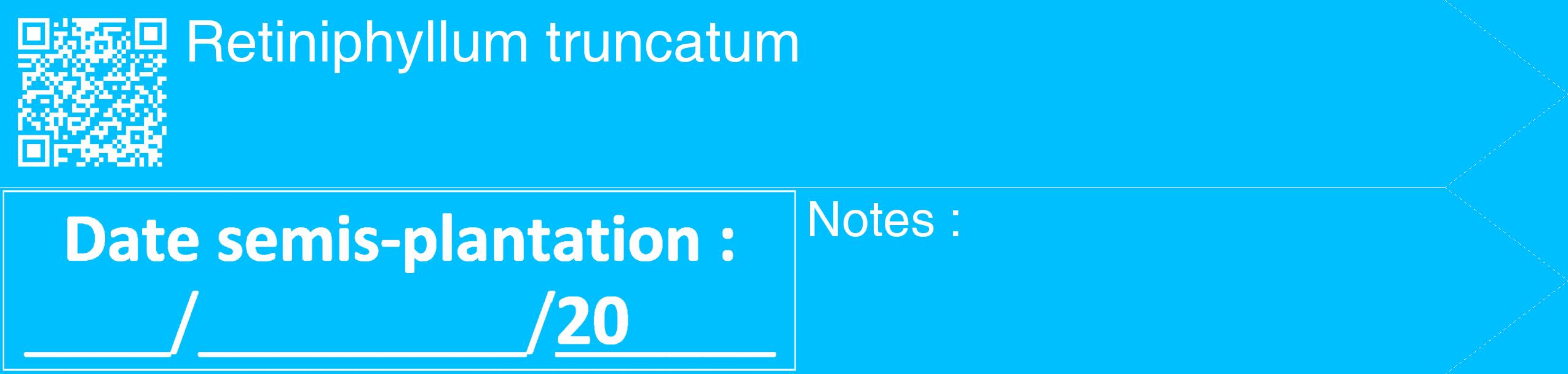 Étiquette de : Retiniphyllum truncatum - format c - style blanche2_simple_simplehel avec qrcode et comestibilité