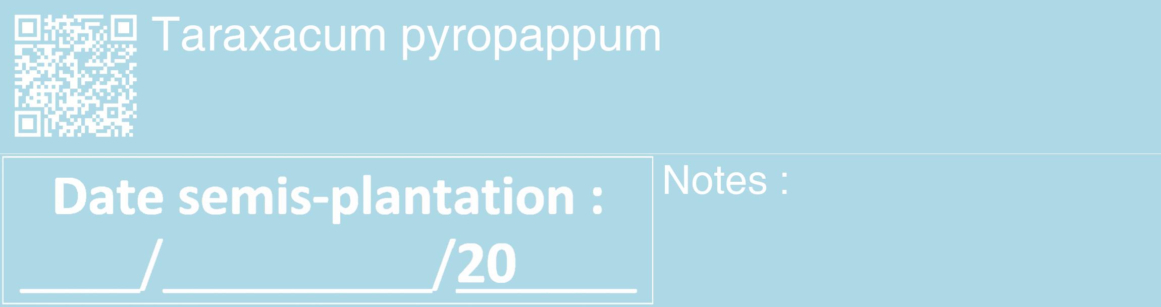 Étiquette de : Taraxacum pyropappum - format c - style blanche0_basique_basiquehel avec qrcode et comestibilité